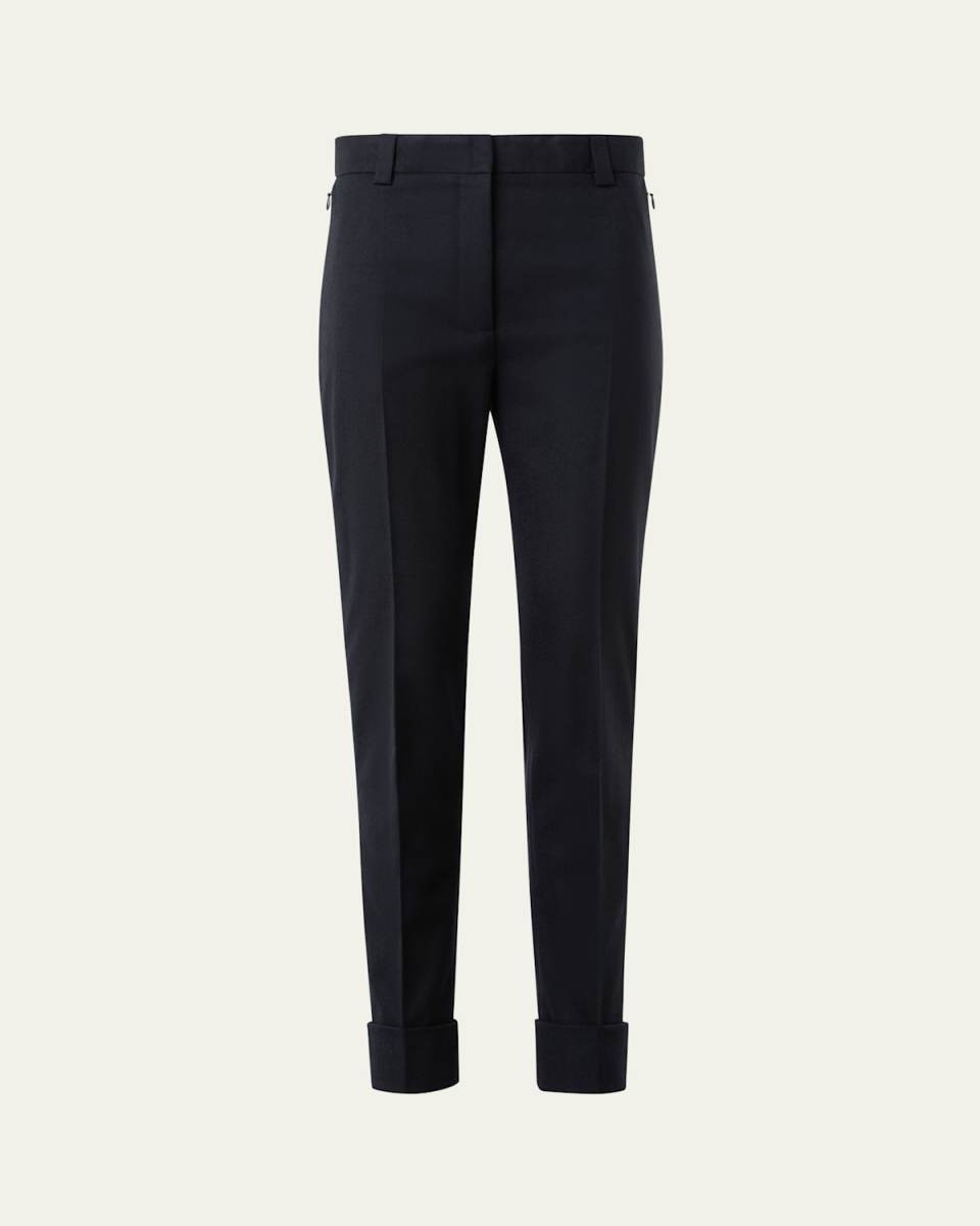 Maxima Wool Stretch Flannel Skinny-Leg Ankle Pants